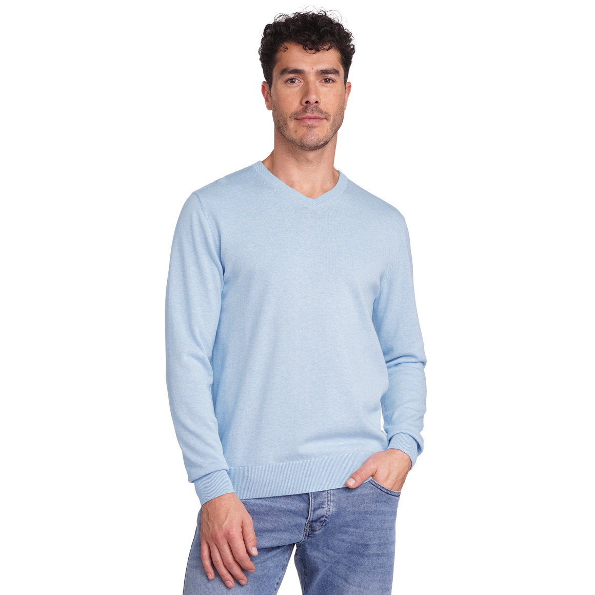 VanVaan Herren Pullover mit V-Ausschnitt hellblau