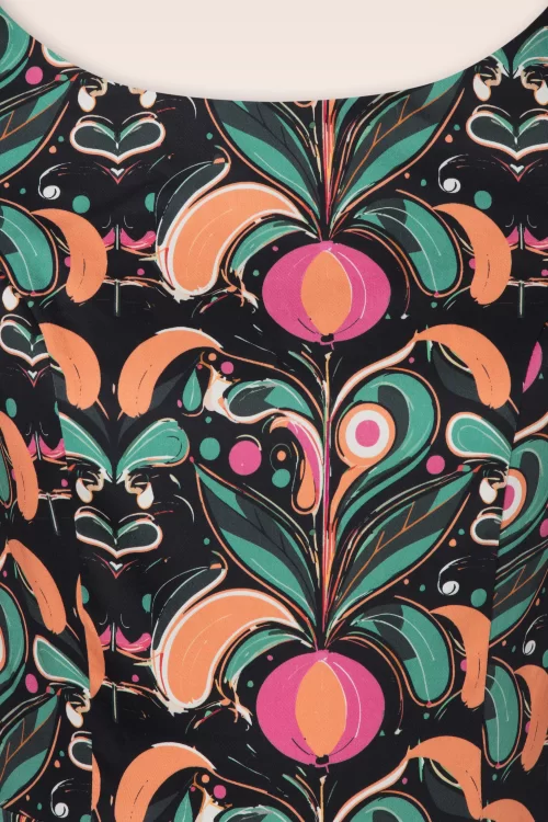 Topvintage Boutique Collection Adriana Kaleidoscope swing jurk in zwart en multi