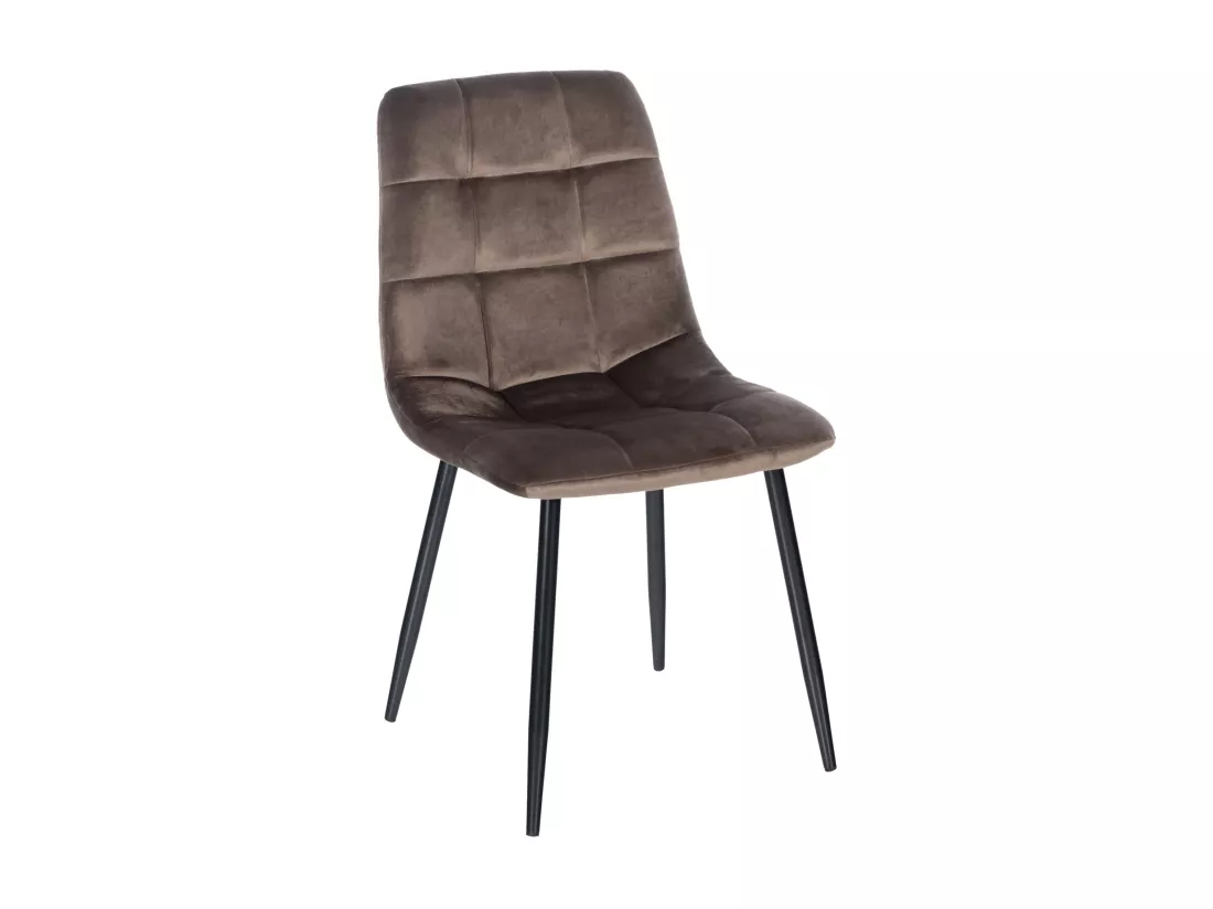 Lot de 4 chaise salle à manger - Velours & Métal noir mat - Marron - Antibes