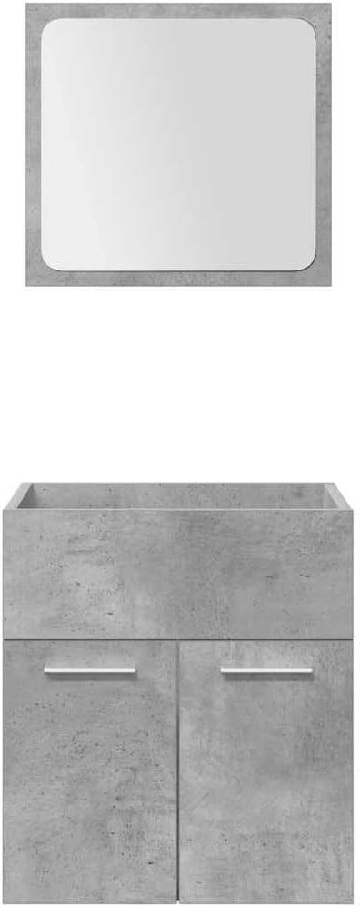 vidaXL 5-TLG. Badmöbel-Set Betongrau Holzwerkstoff, Badmöbelset, Badezimmerschrank, Unterschrank Bad, Badmöbel, Unterschrank Badezimmer
