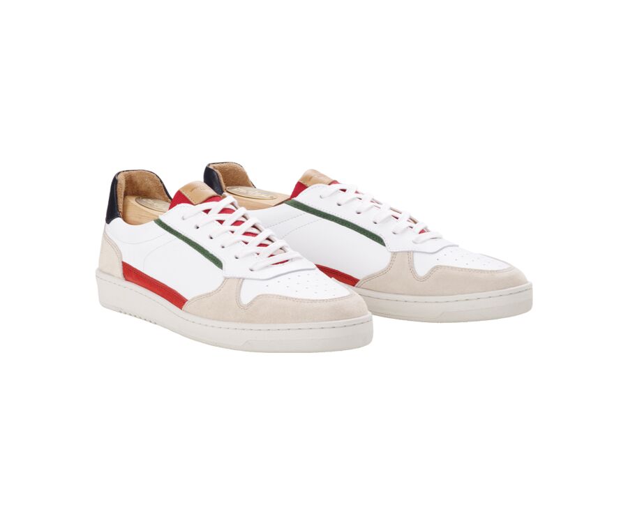 Sneakers cuir homme Rouge Blanc et Vert - KOLORA