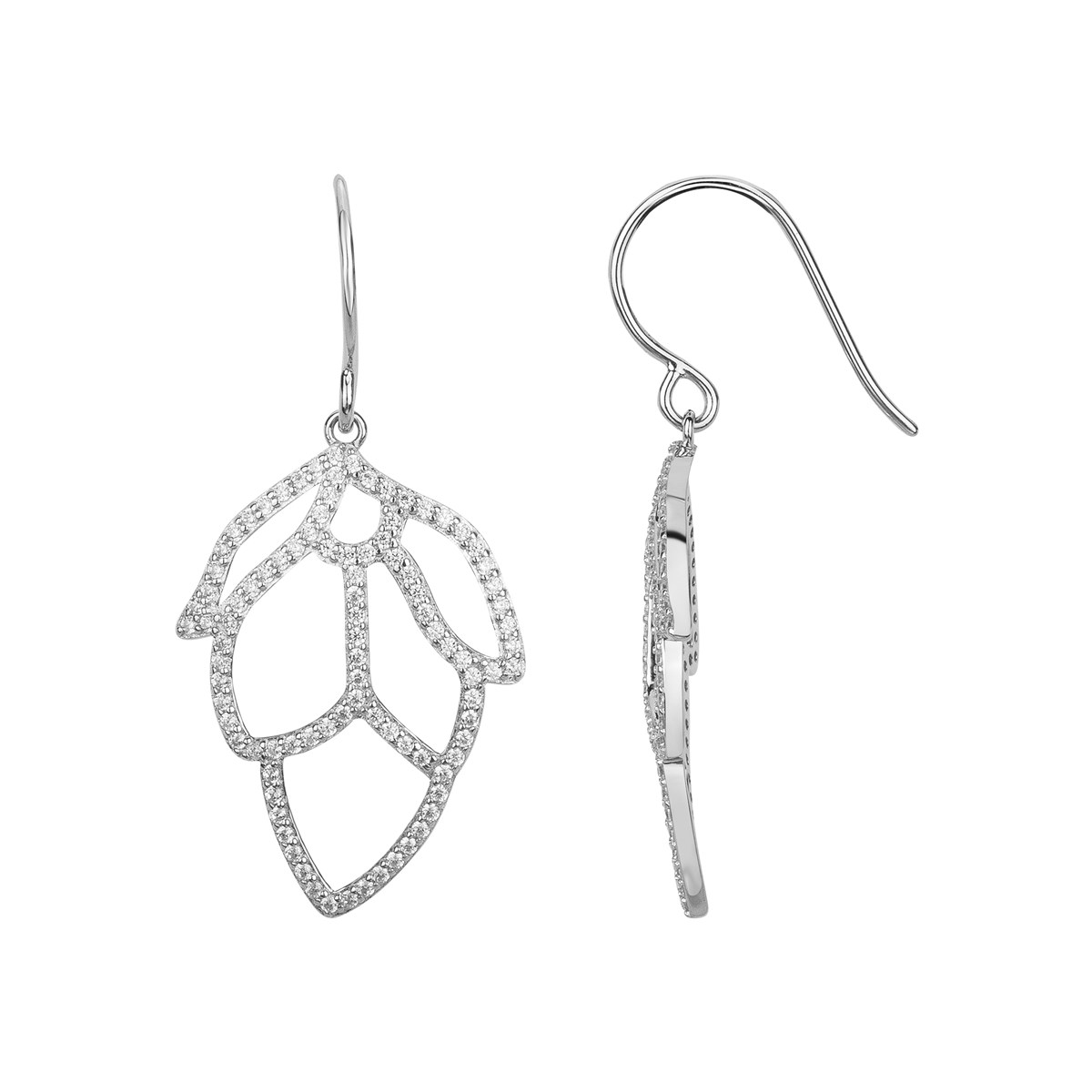 Boucles d'oreilles pendantes en Argent avec oxyde de zirconium blanc