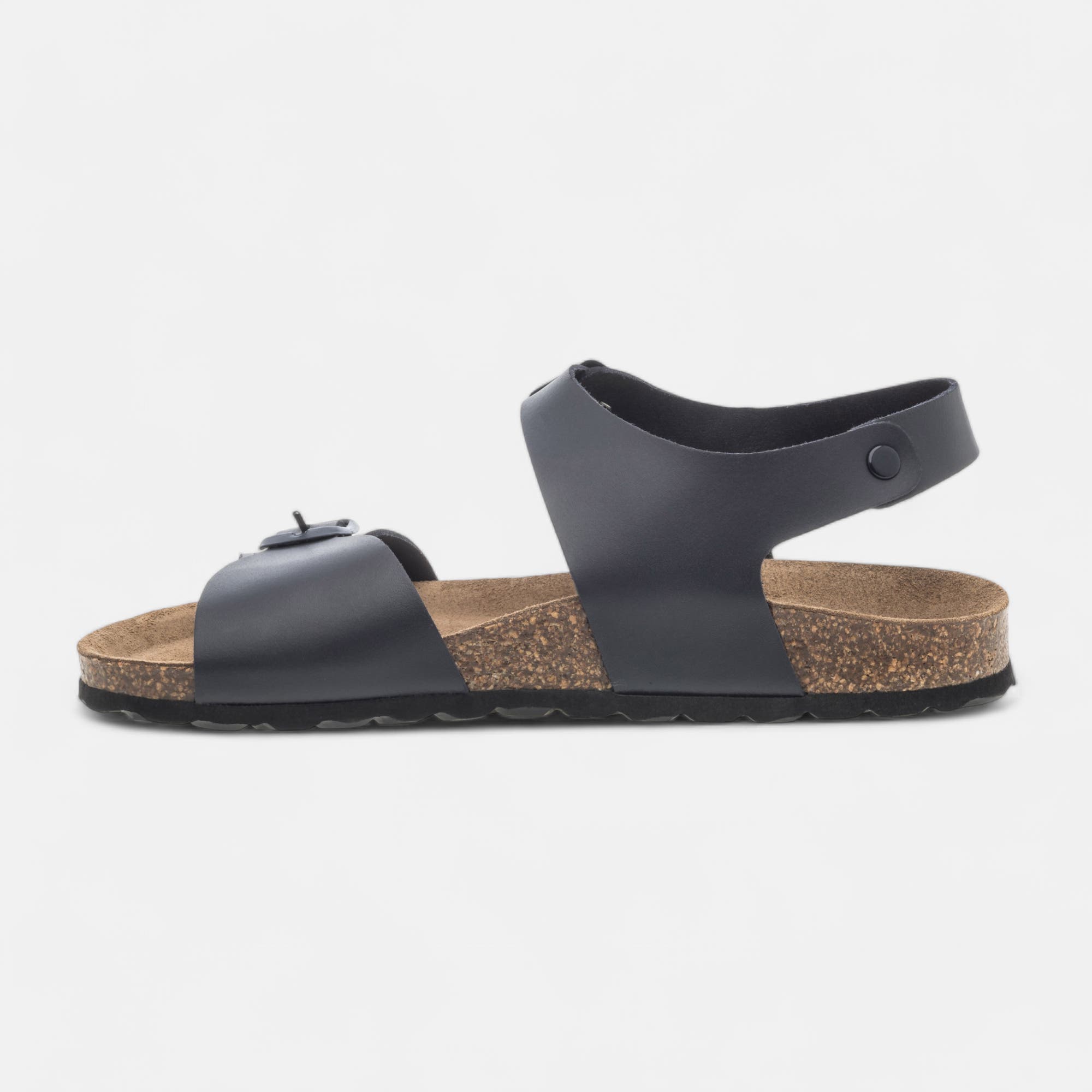 Mules semelle liège Garçon en cuir bleu marine