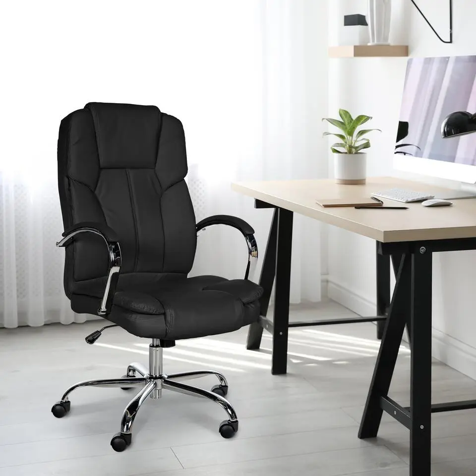 CLP Bureaustoel XXL Xanthos chroom Frame - Kunstleer - zwart