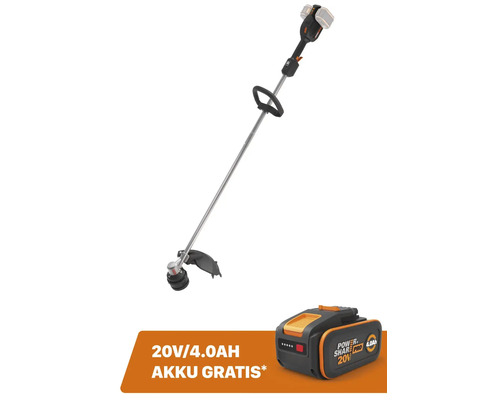 WORX Nitro 40V (2 x 20V) 38cm snoerloze grastrimmer WG185E.9, borstelloze motor + GRATIS bonusartikel 20V accu WA3644 (4,0Ah)
