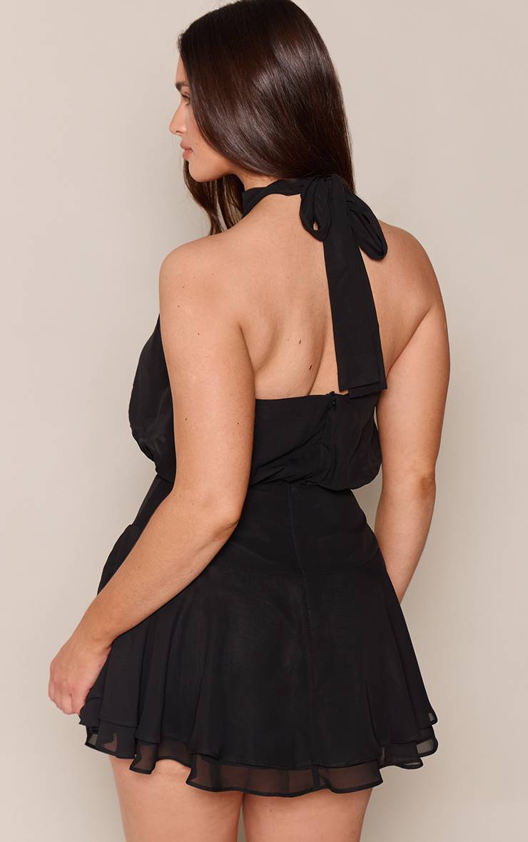 Noir Robe Mini Trapèze Col Montant Shape