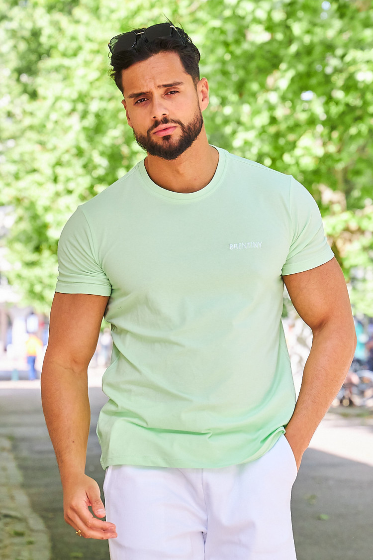 T-shirt basique logo Brentiny brodé vert pomme