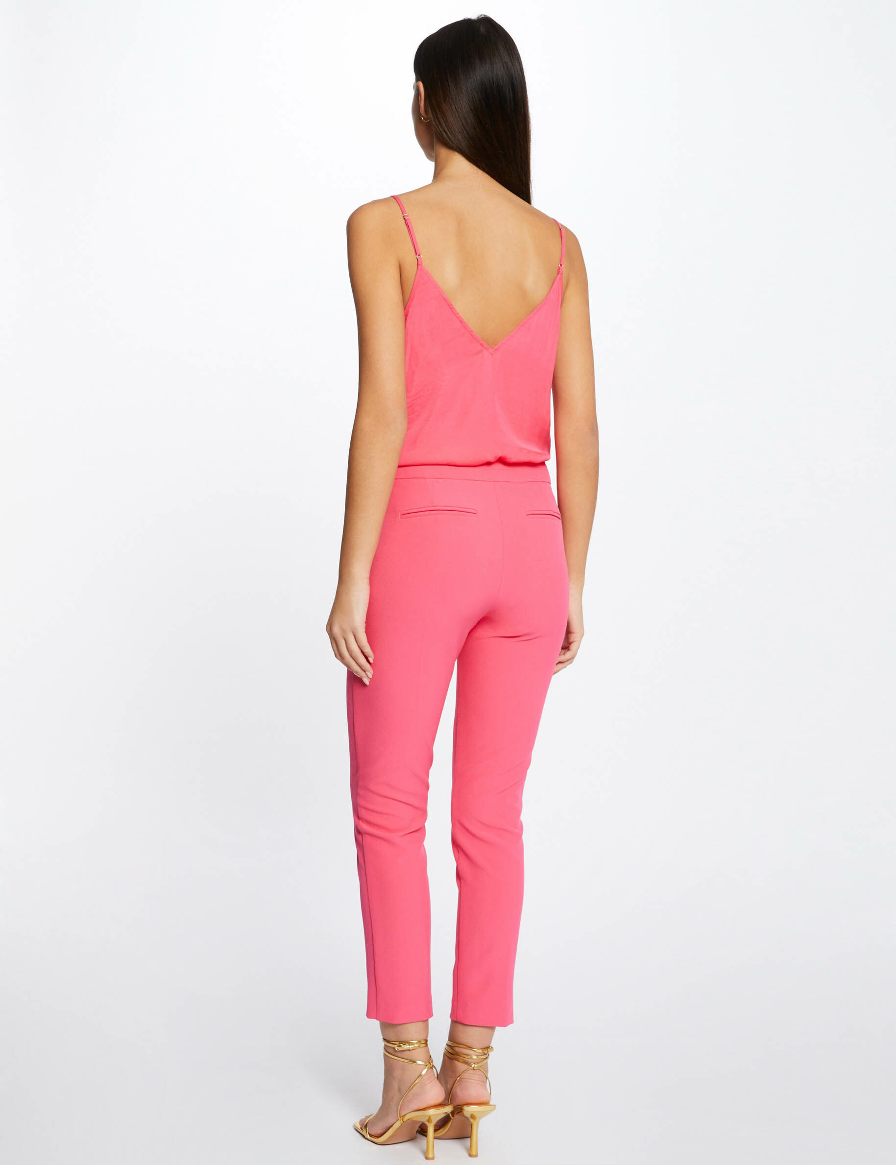Blouse bretelles fines à dentelle rose femme - rose