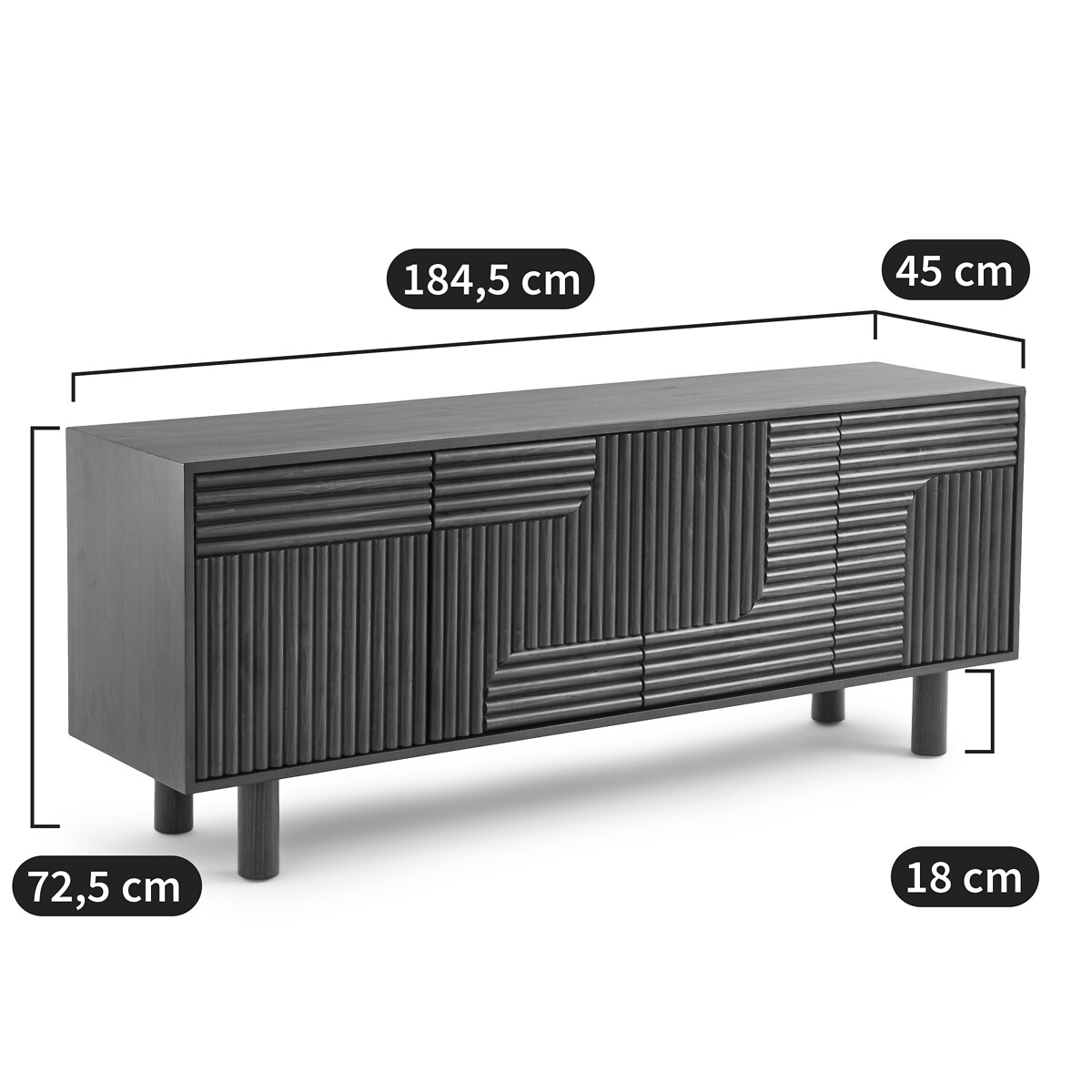 LA REDOUTE INTERIEURS<br>Móvel buffet, 4 portas, pinho maciço, Sevan