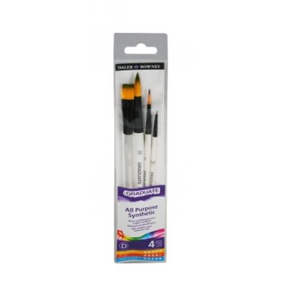 Daler-Rowney Graduate - Pack de 4 pinceaux ronds - poil synthétique