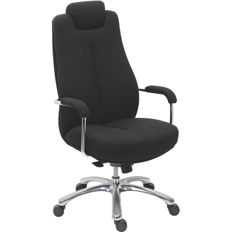Fauteuil de bureau Extenso forte corpulence assise 24h - dossier haut accoudoirs appui-tête - mécanisme Basculant axe décalé - pieds aluminium