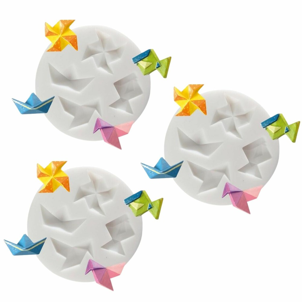 3 moules en silicone mini origami pour pâte polymère