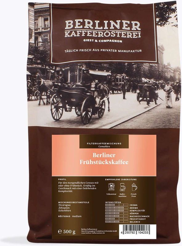 Berliner Kaffeerösterei - Berlijn Ontbijtkoffie - 500g - Gemalen Koffie
