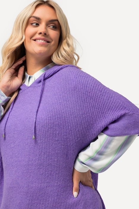 Pullover, Kapuze, Oversized, Halbarm, Fancystrick