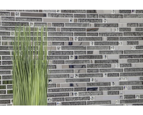 Glasmozaïek met metaal Kristal XCM GV908 29,8x33,8 cm zilver
