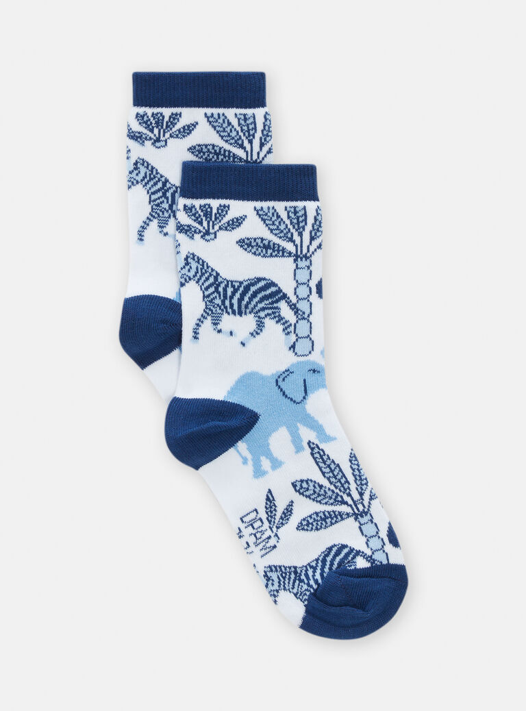 Chaussettes blanches à motif savane pour garçon