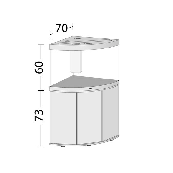 Aquarium avec meuble LED Trigon 190 en bois blanc - H.73 cm