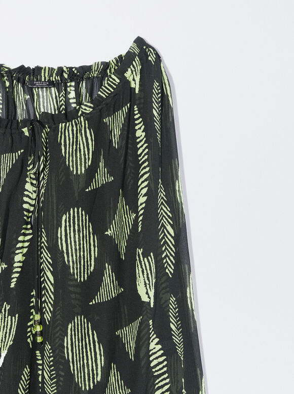 Camisa estampada com laço - Multicolorida