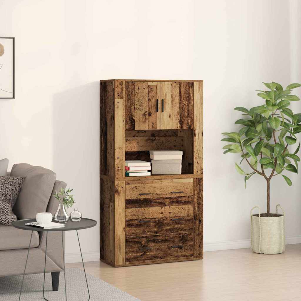 vidaXL Hoge tafel met lade antiek hout 80 x 33 x 150 cm