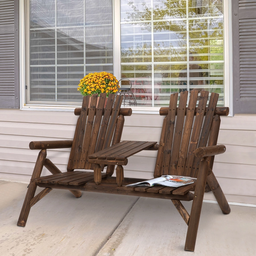 Outsunny Gartenbank mit Tisch braun