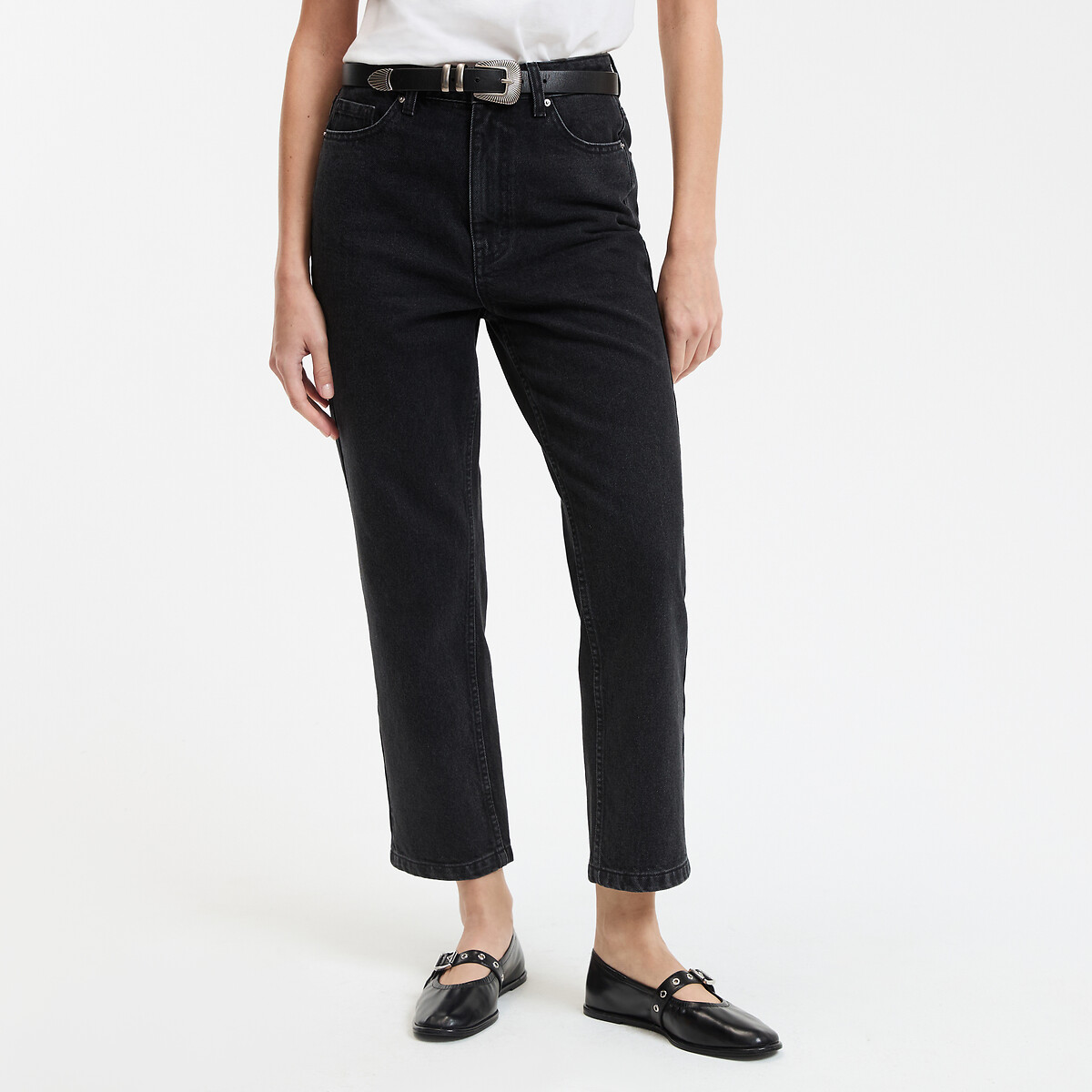 COLEÇÃO LA REDOUTE<br>Calça jeans reta 7/8, cintura alta