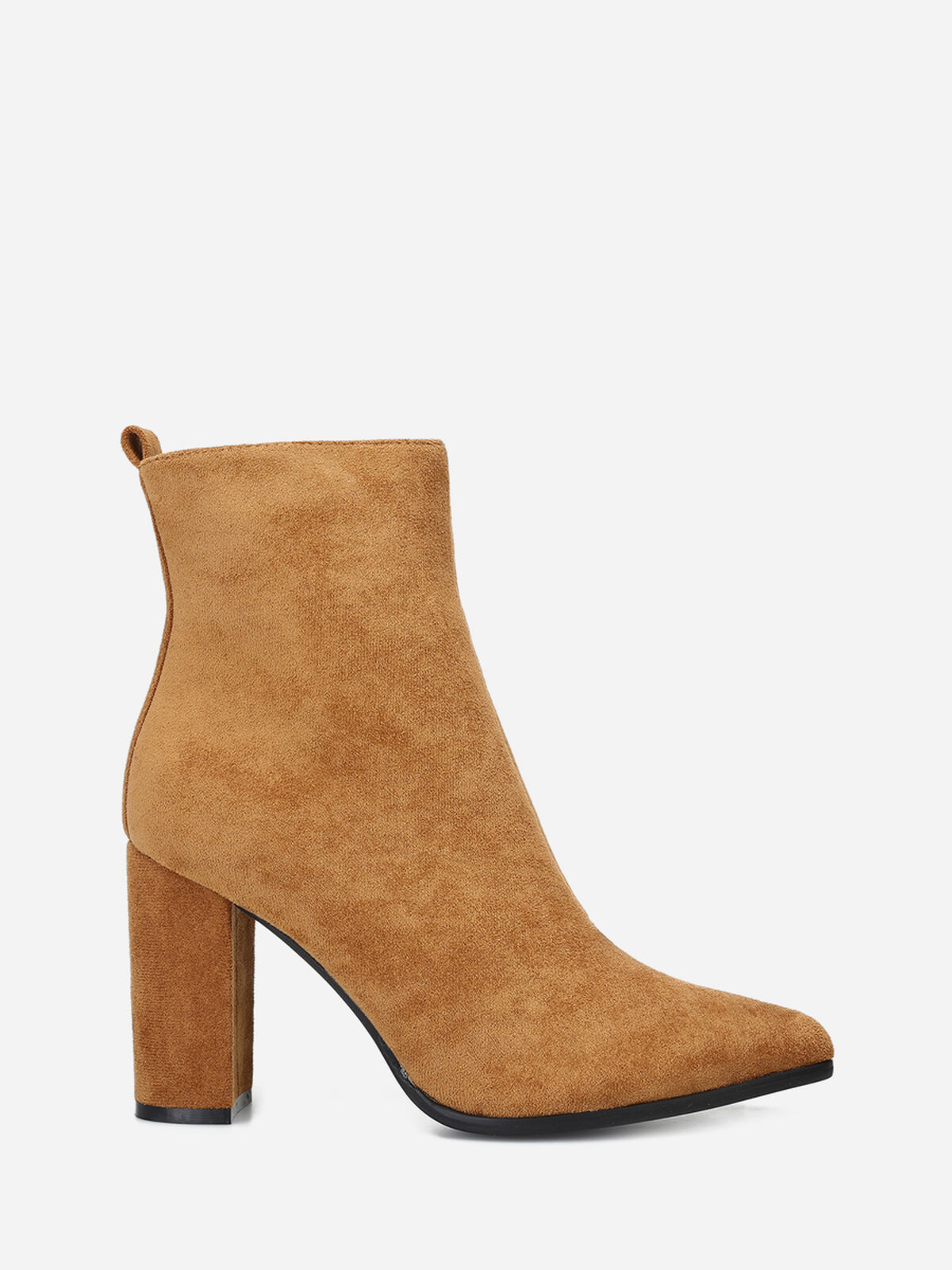Bottines en suédine à bout pointu- Camel