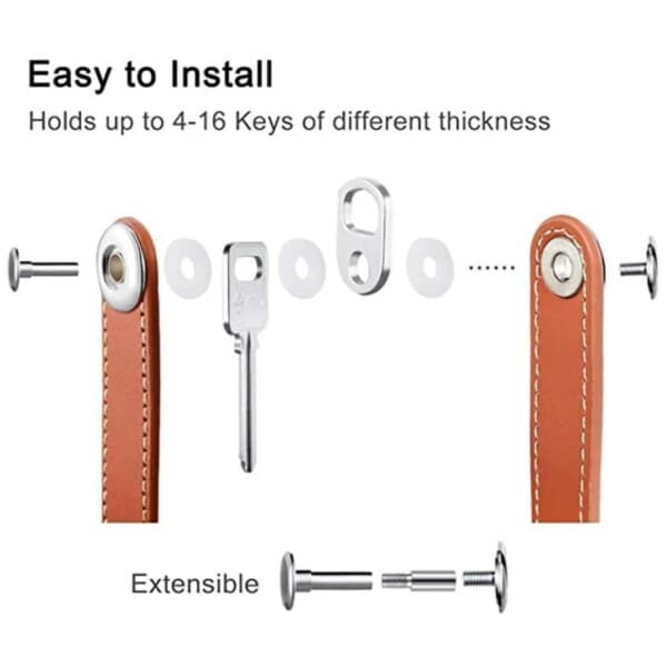 Key Organizer Leather Key Holder Key Ring Black