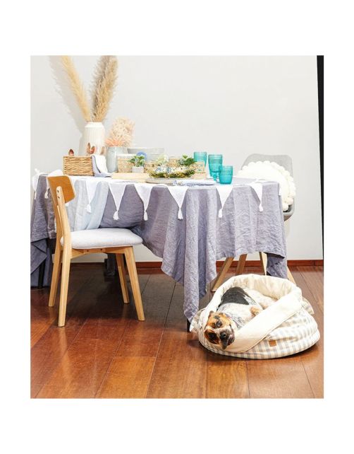 Pet & Co. Louis Striped Canvas - Hondenmand - 45 cm Blauw S