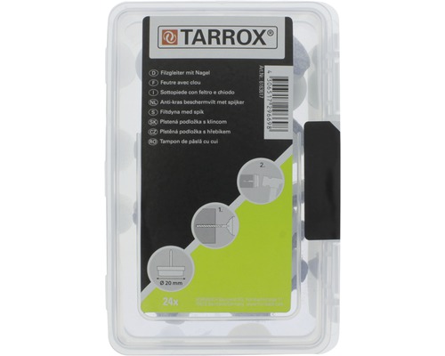 Tarrox viltglijders met spijker, 20 mm rond, grijs, 24 stuks