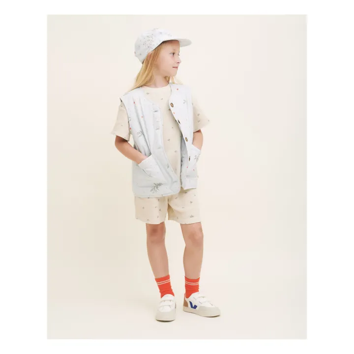 garbo&friends Veste sans Manches Fleurie Matières Recyclées | Bleu ciel