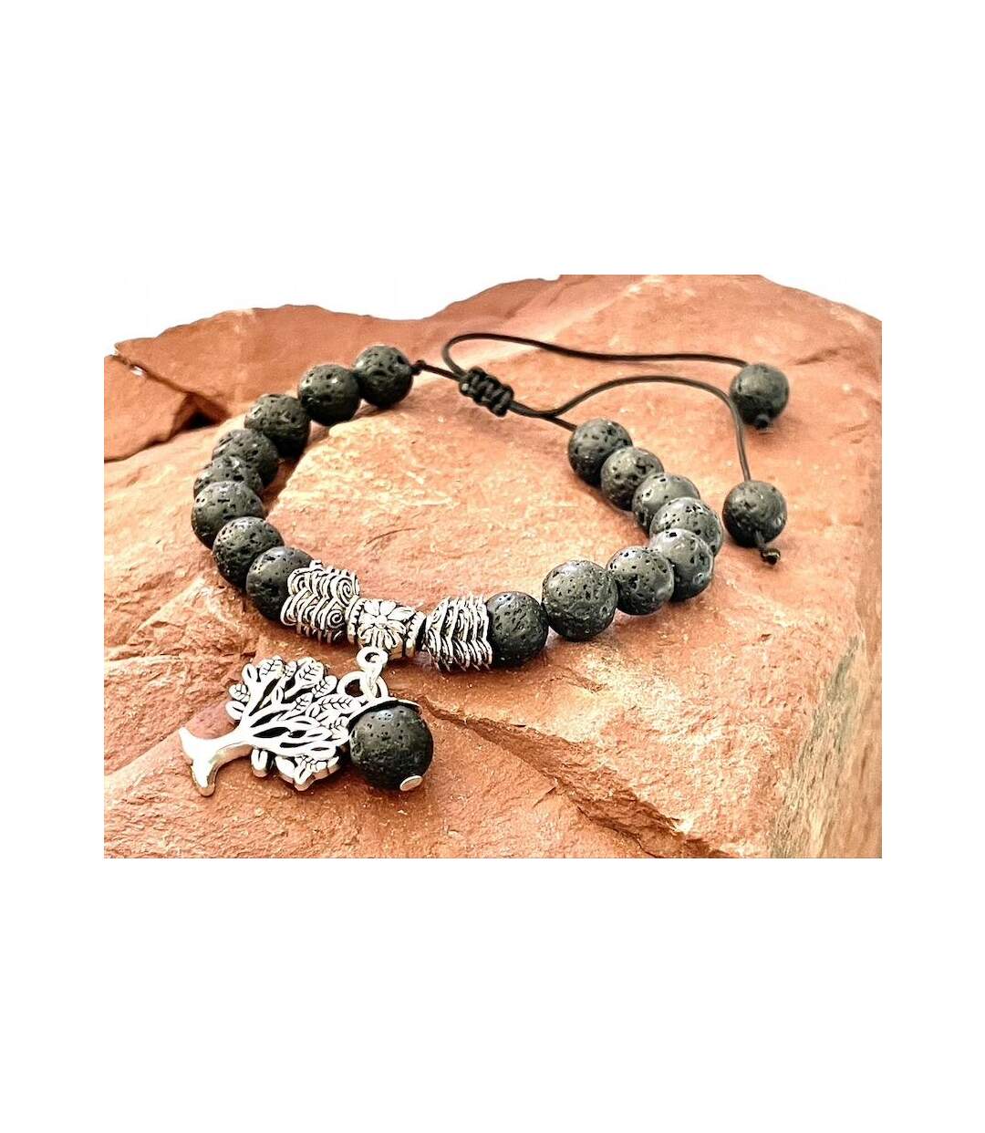 Bracelet arbre de vie en pierre de lave