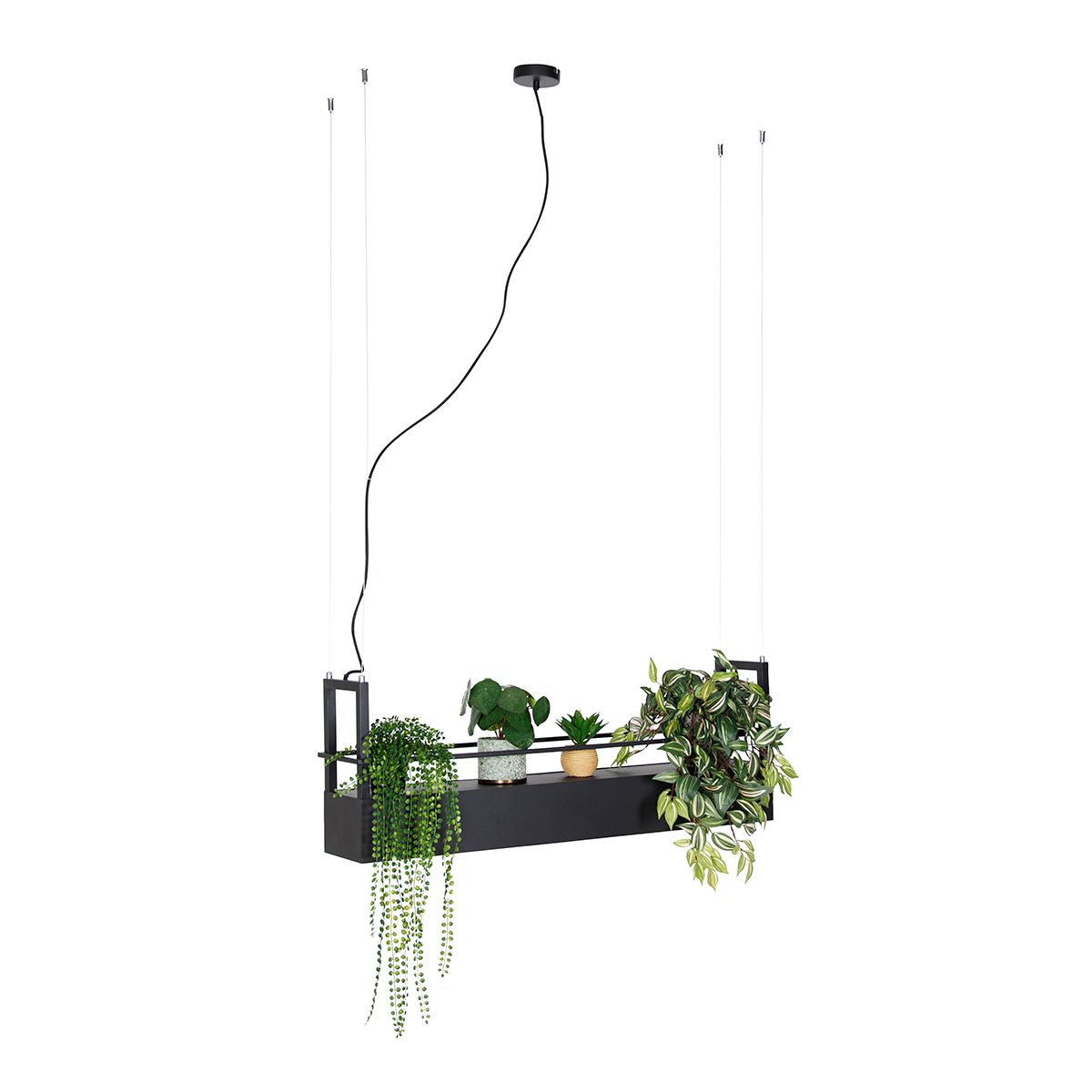 Smart hanglamp zwart met rek incl. 4 Wifi GU10 - Cage Rack