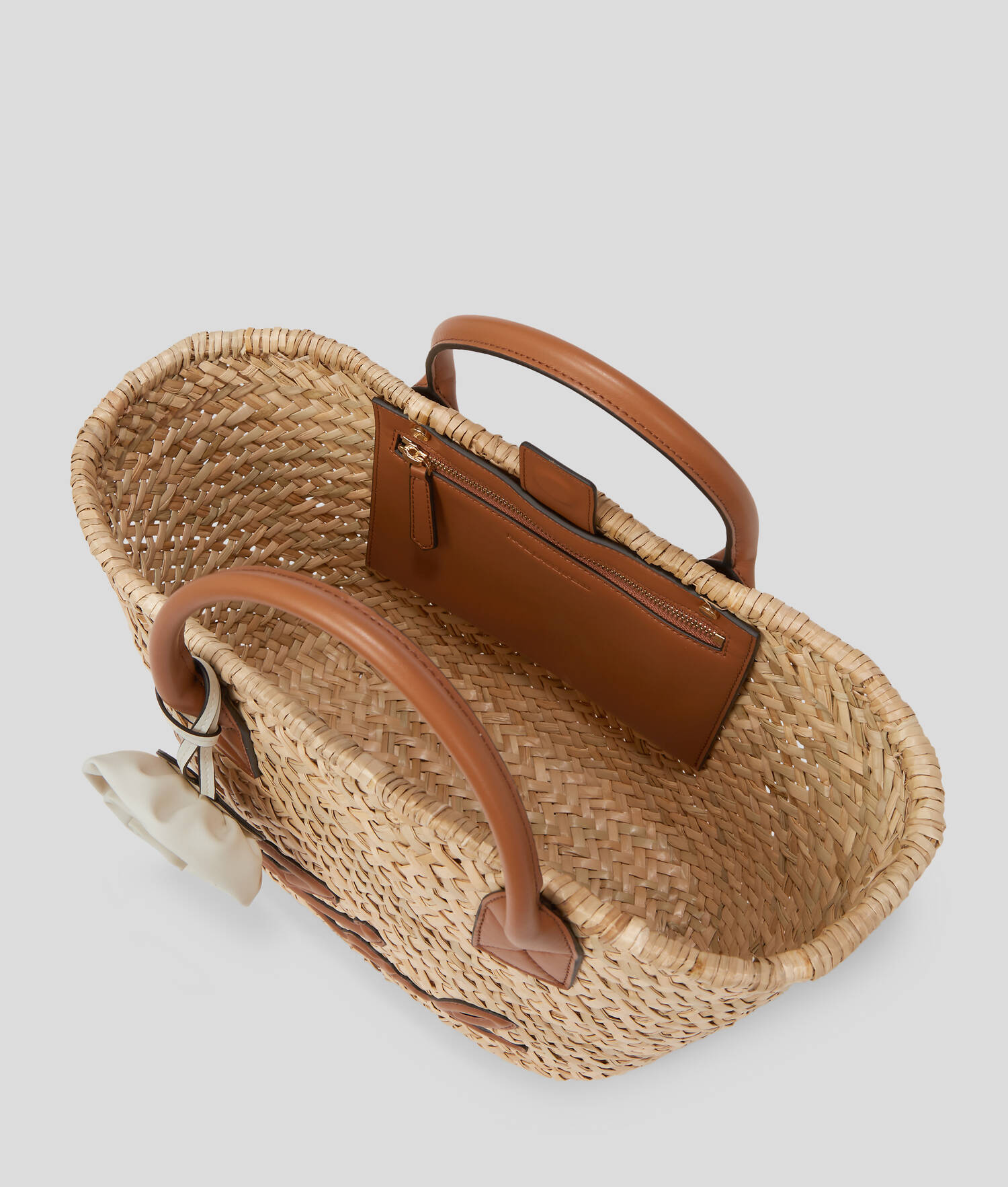 CABAS EN RAPHIA K/SIGNATURE TAILLE MOYENNE - Naturel-Tan