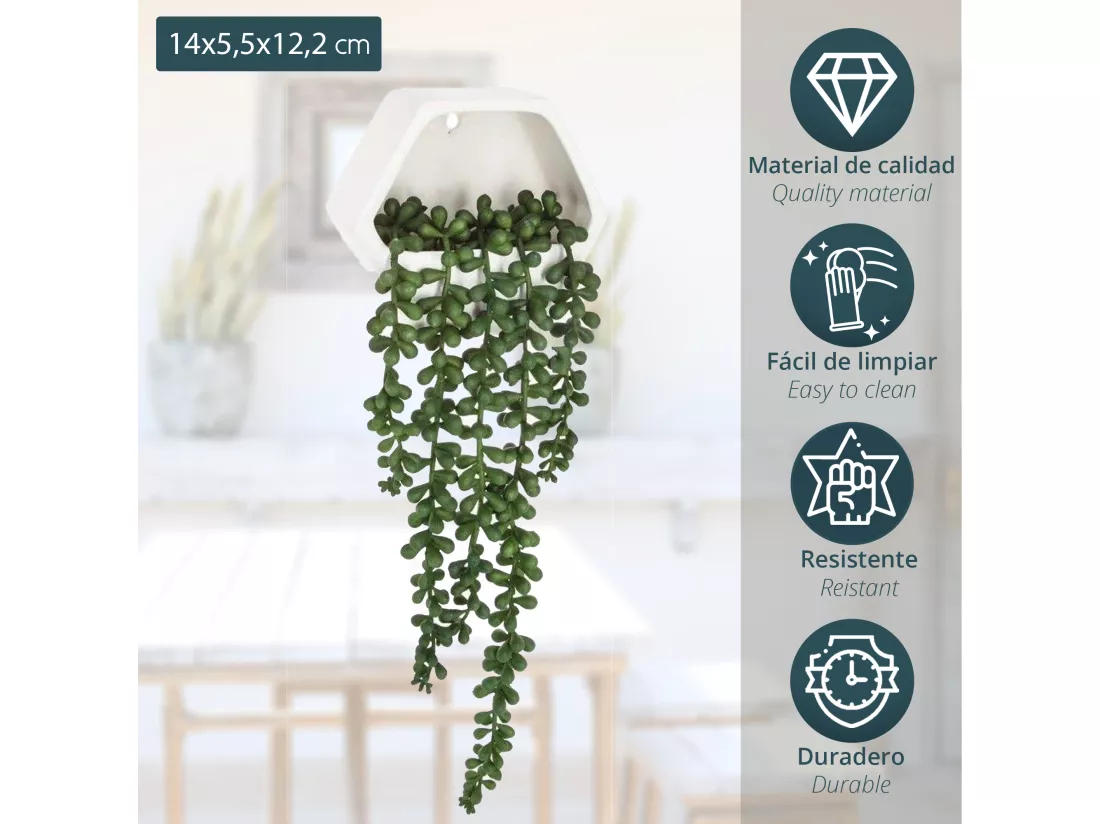 Plante murale contemporaine - l.14 x p.5,5 x h 45, vert