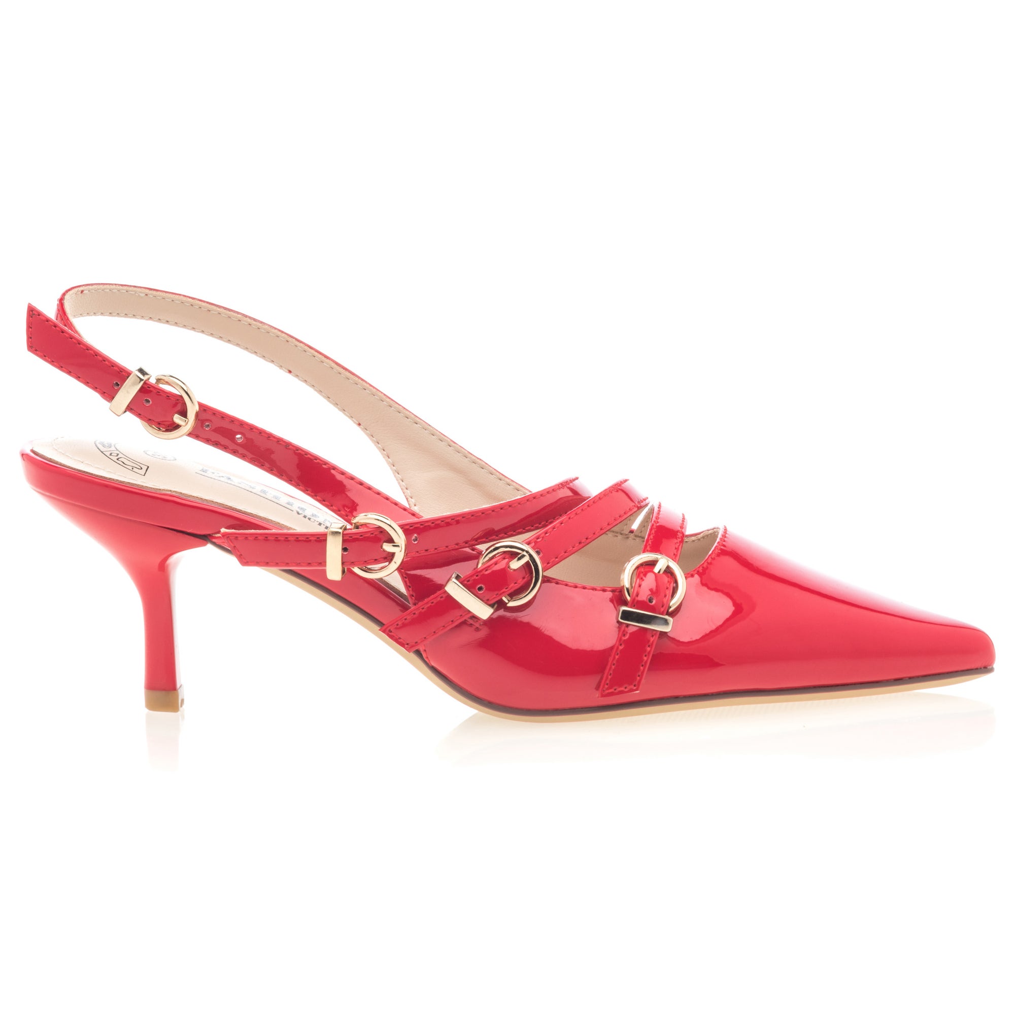 Escarpins avec bride arrière à talon Femme rouge