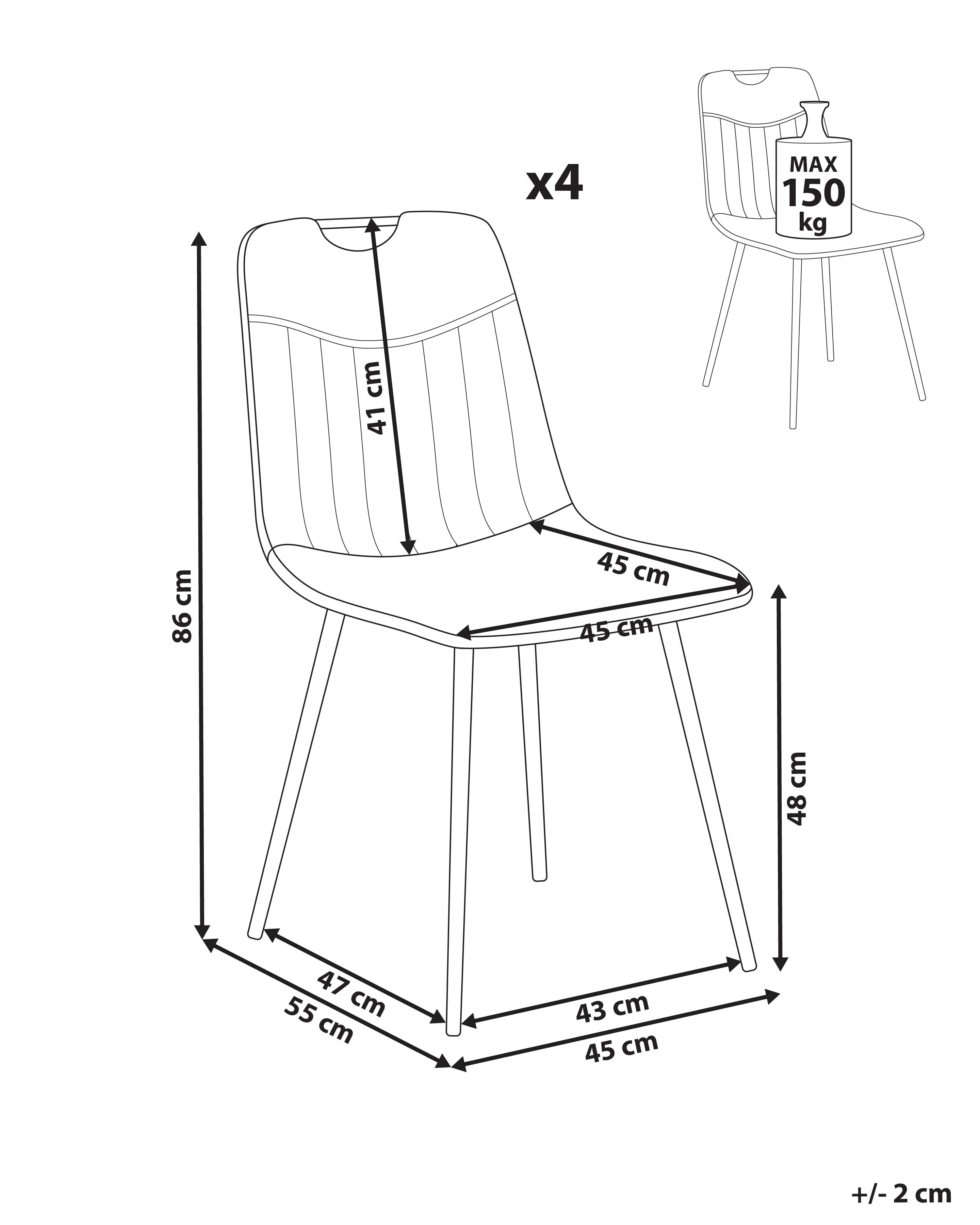 Set van 4 eetkamerstoelen ARGYLE Fluweel Gebroken wit