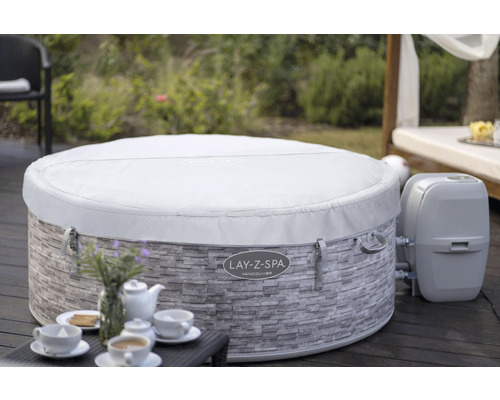 Bestway® LAY-Z-SPA® Vancouver AirJet Plus™ opblaasbare hottub met 140 luchtjets, geïntegreerd verwarmingssysteem, multifunctionele pomp en app-bediening, grijs