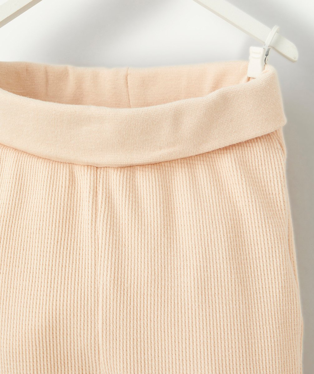 LEGGING BÉBÉ EN COTON BIOLOGIQUE NID D'ABEILLE ROSE POUDRÉ