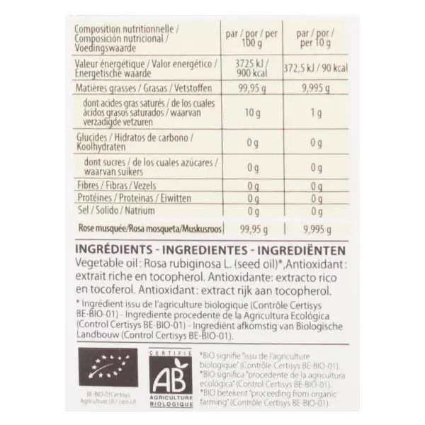 Pranarom Huile Végétale Bio Rose Musquée 50ml
