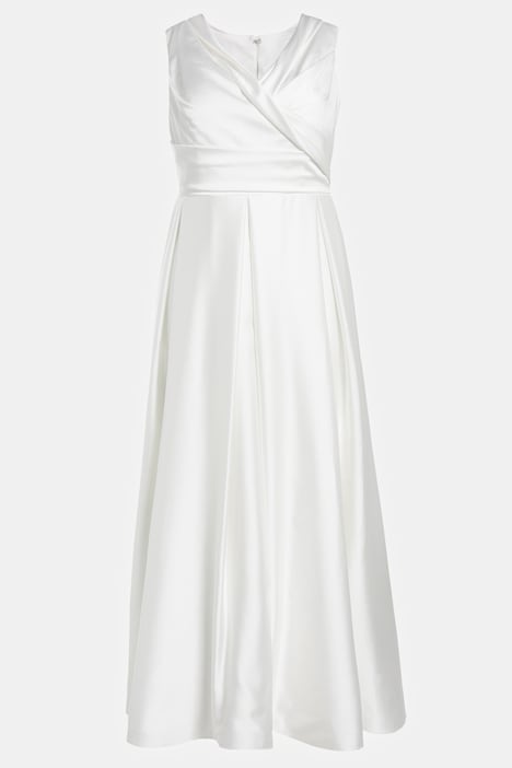 Abendkleid, drapiert, A-Linie, V-Ausschnitt, ärmellos
