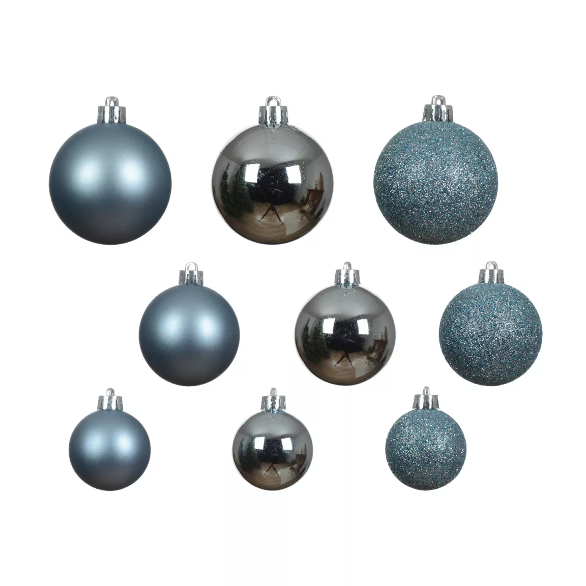 Lot de 30 boules de Noël assorties Alpine Bleu glacé