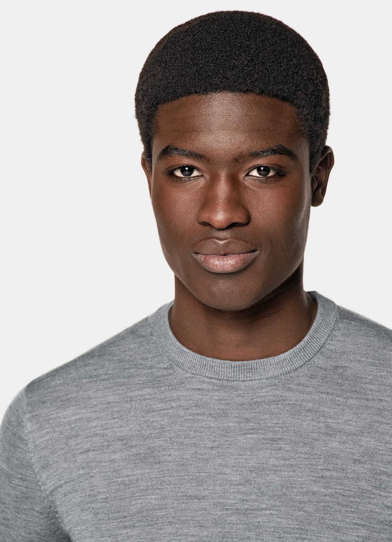 Pull col rond Merino gris