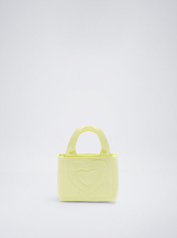 Bolsa de nylon com corações - Amarela