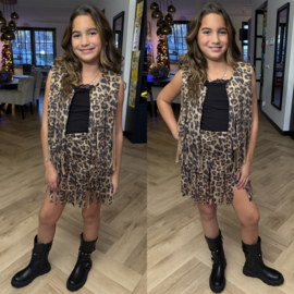 Wild studded fringe set - leopard