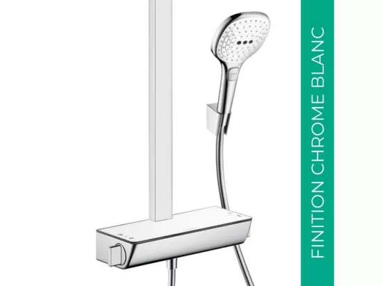 Colonne de douche thermostatique HANSGROHE Raindance Select E 300 EcoSmart chromé + tablette AddStoris