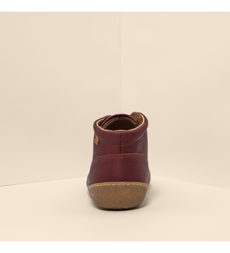 Botas de cano curto Naturalista em couro bordô