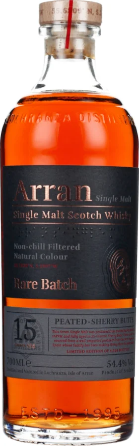 ARRAN 15 YEARS RARE BATCH PEATED SHERRY CASKS 70CL