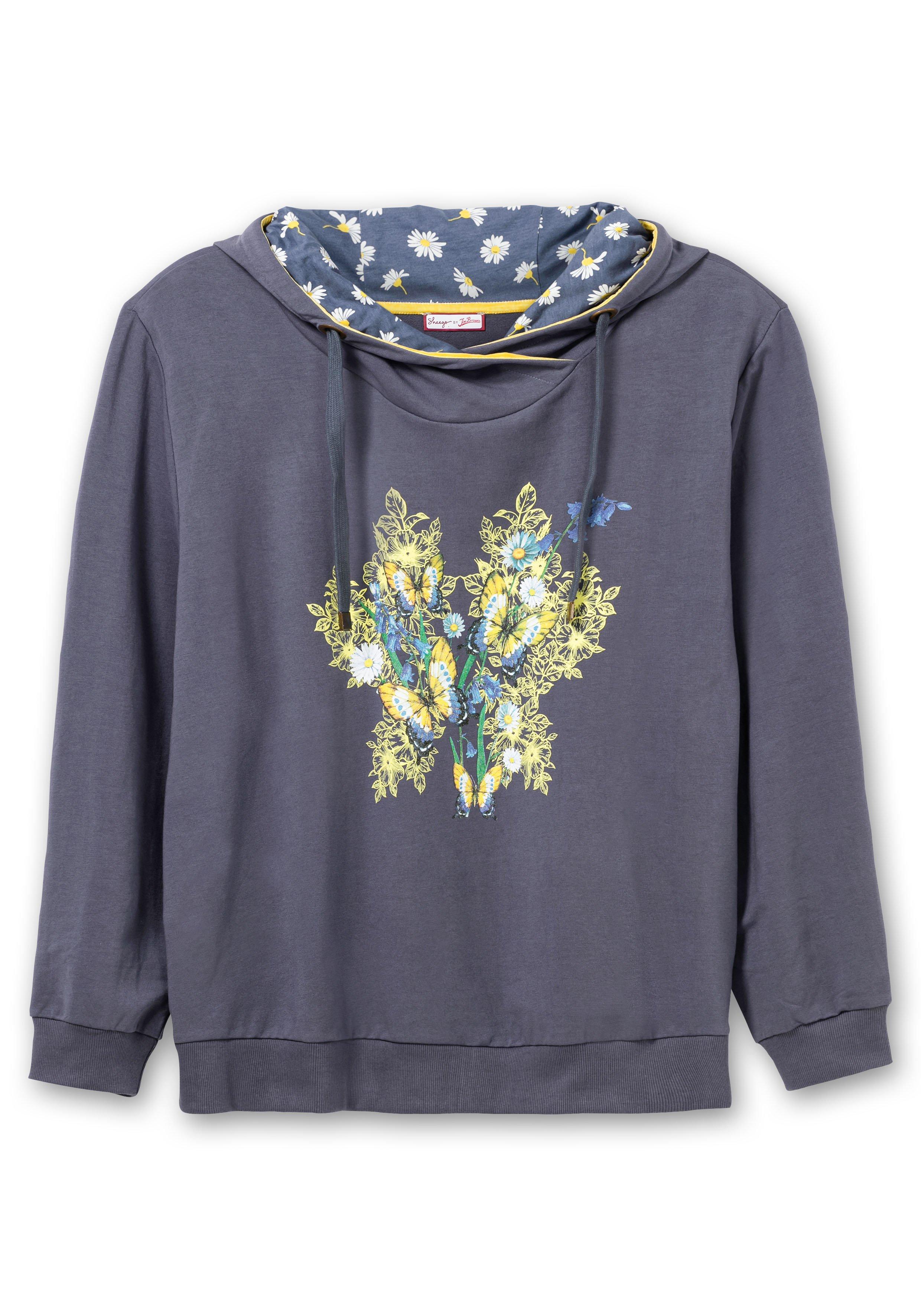Kapuzensweatshirt mit floralem Frontdruck