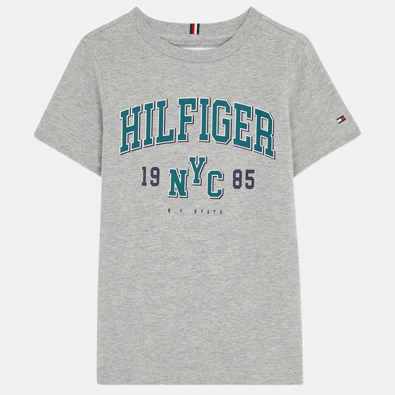 Tommy Hilfiger T-shirt en Coton Varsity à Logo universitaire chiné gris
