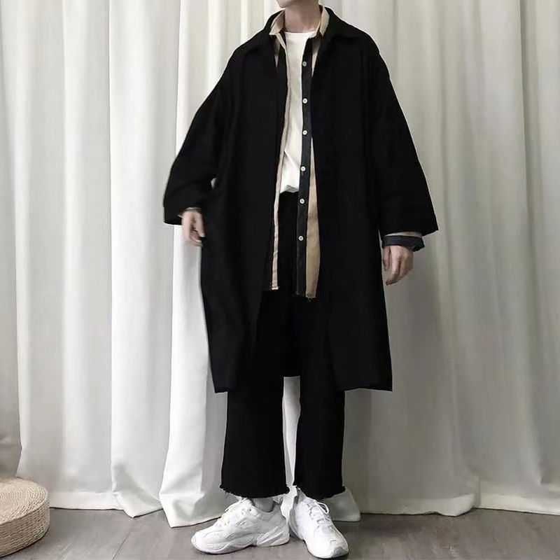 Wewewow - Lange trenchcoat met kraag en effen kleur